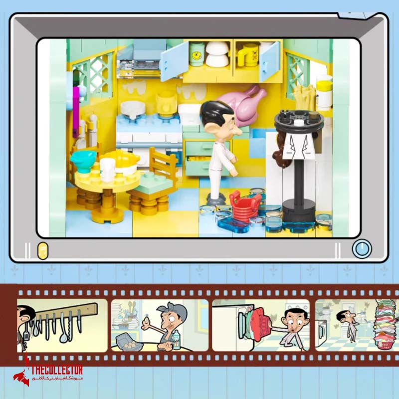 اکشن فیگور ساختنی Mr. Bean Kitchen | برند Area X | صحنه آشپزخانه مستر بین